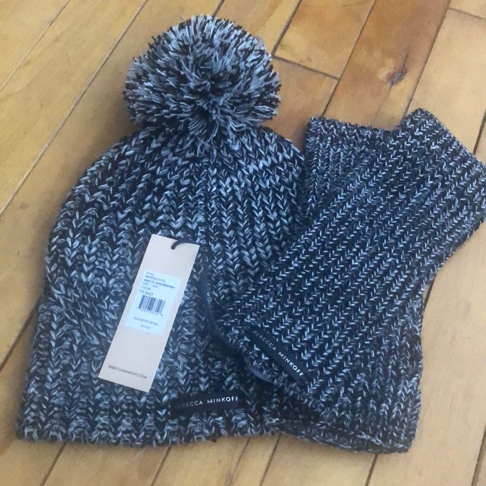 Rebecca minkoff hat and arm warmer set